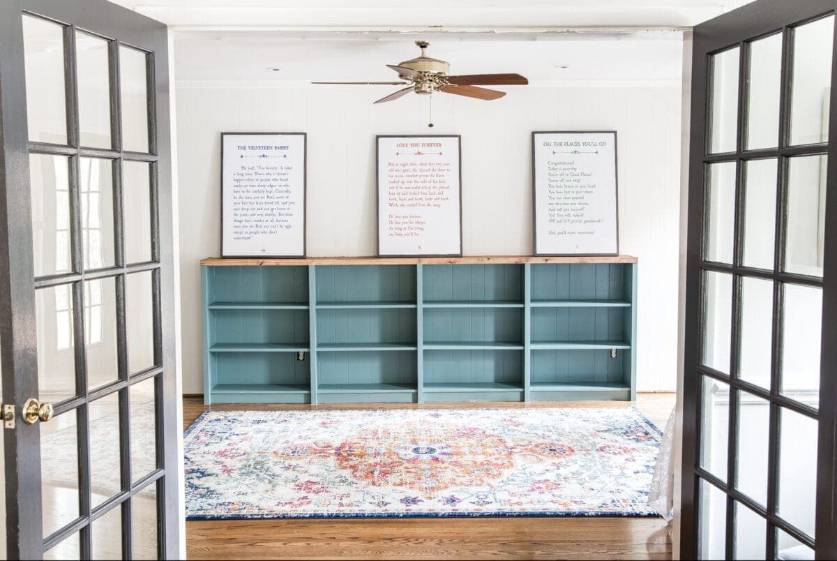 DIY Playroom Bookcase Built-Ins
