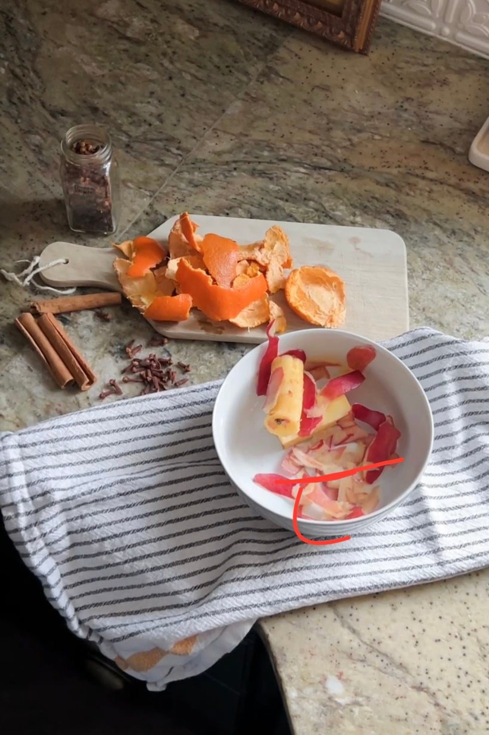 apple peels and cores and orange peels for simmer pot ingredients