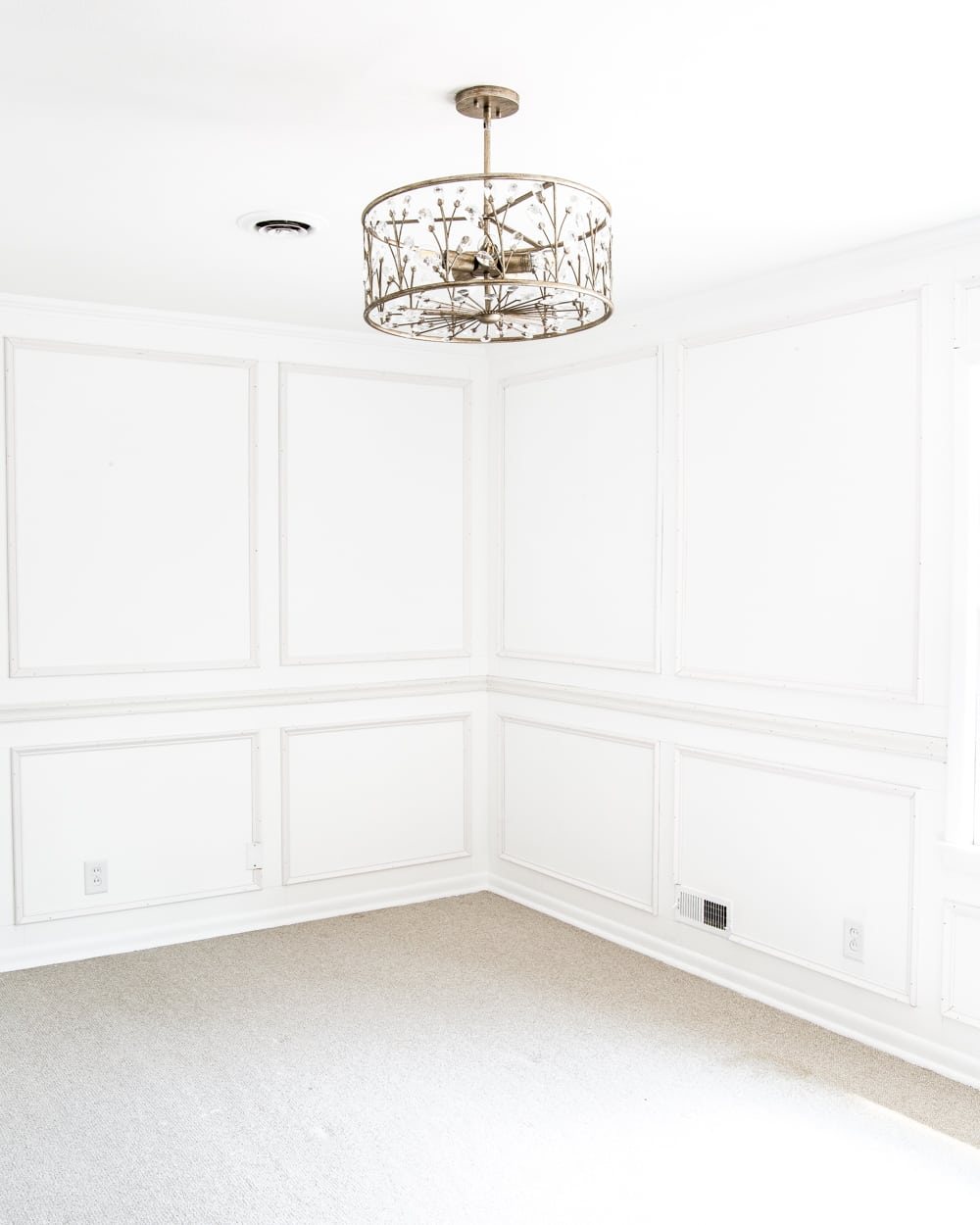 A feminine, vintage, glam lighting update for a baby girl's nursery makeover. #nurserylighting #lightfixture #glamdecor #vintagedecor