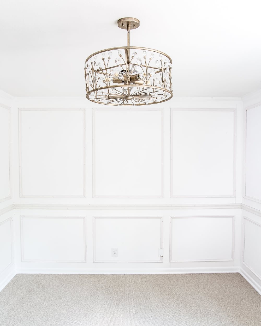 A feminine, vintage, glam lighting update for a baby girl's nursery makeover. #nurserylighting #lightfixture #glamdecor #vintagedecor