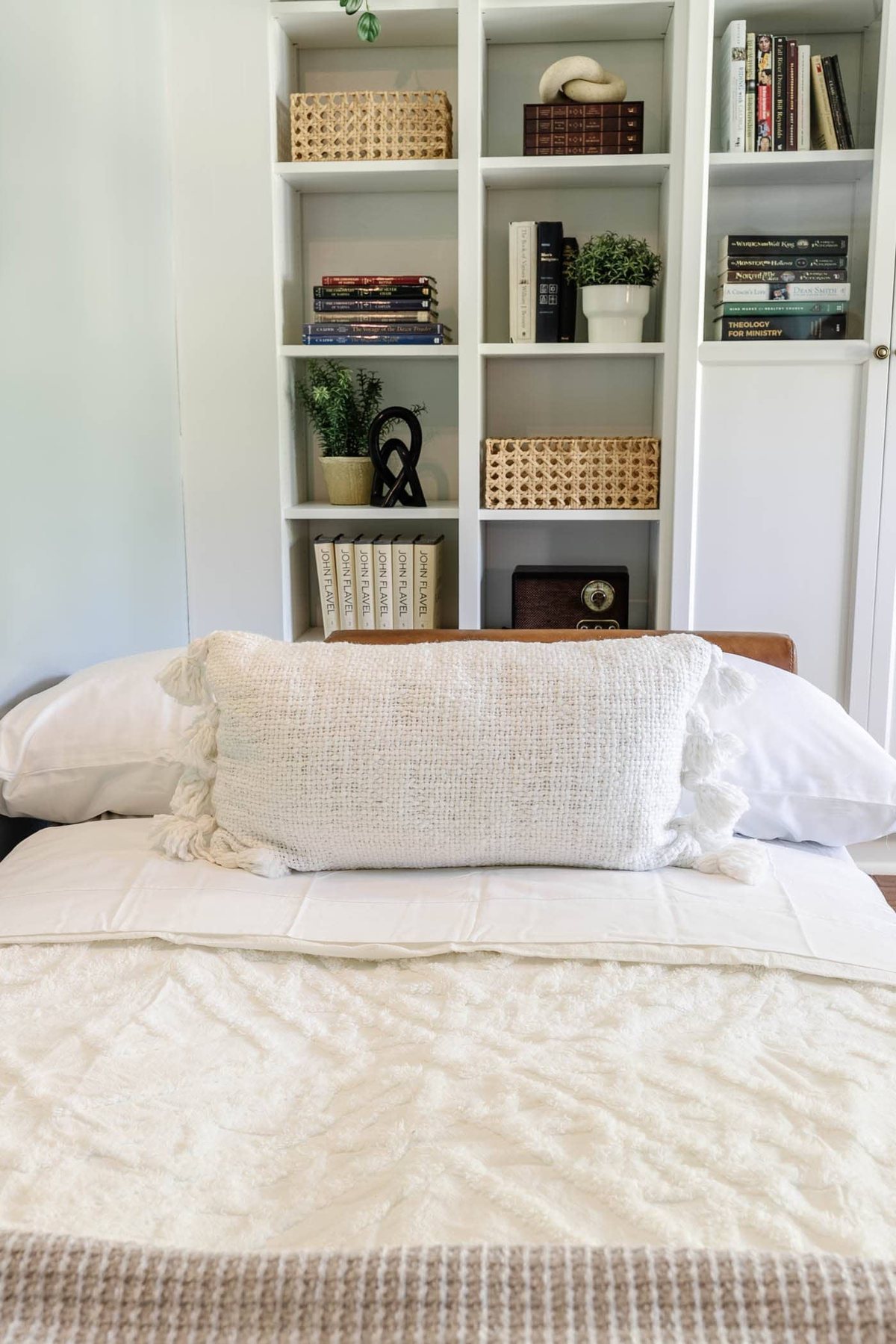 temporary bed in home office using a futon