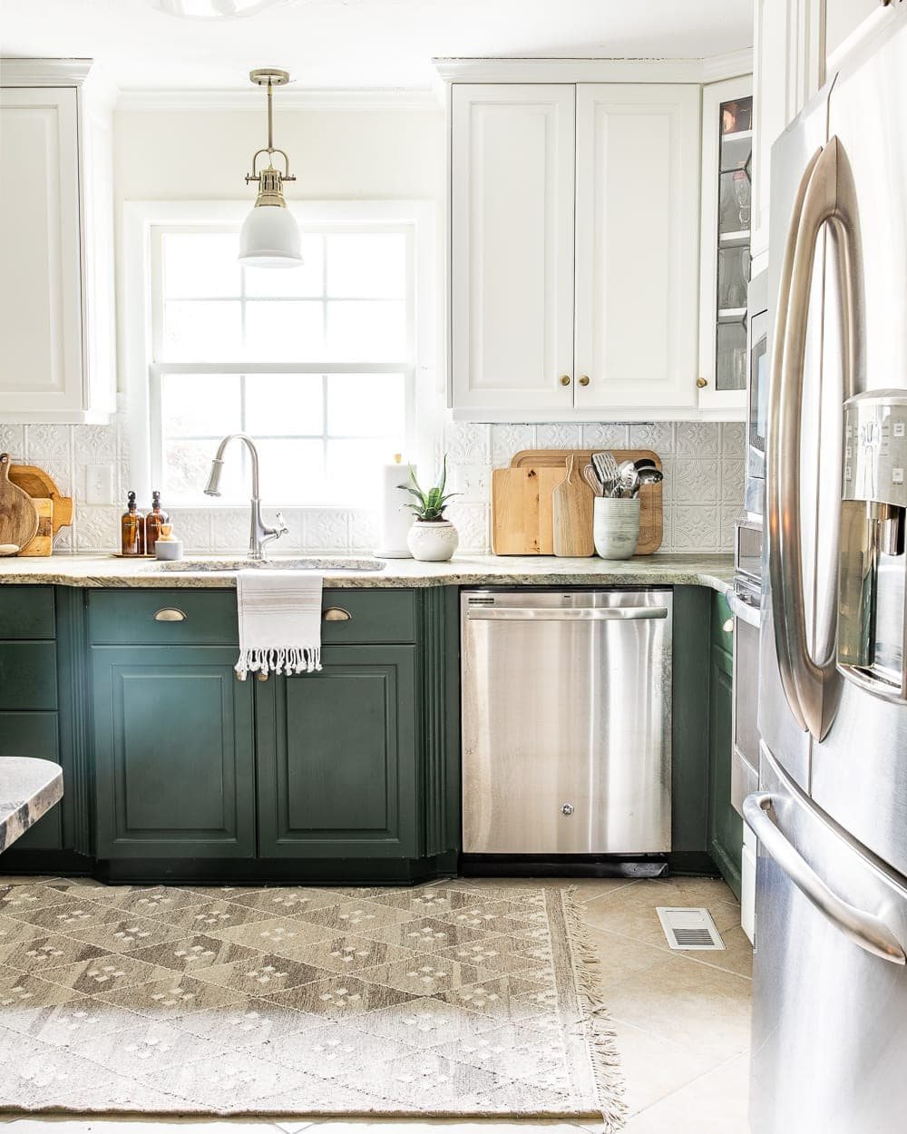 cutting boards and planters for kitchen counter decor