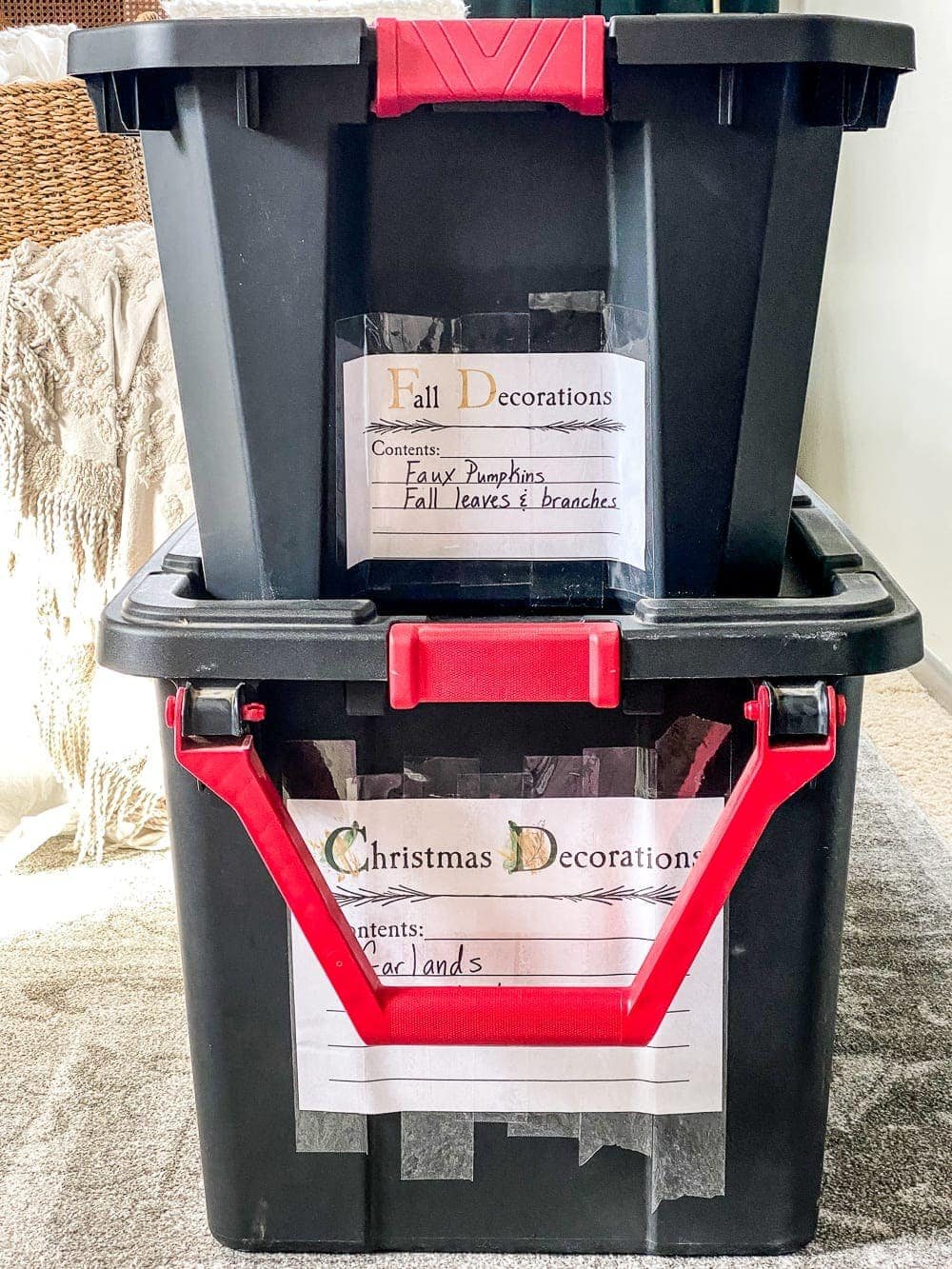 attic storage seasonal storage bin labels