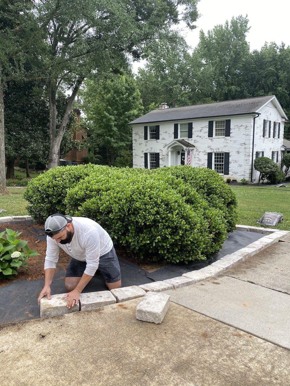 stone edgers around a flower bed