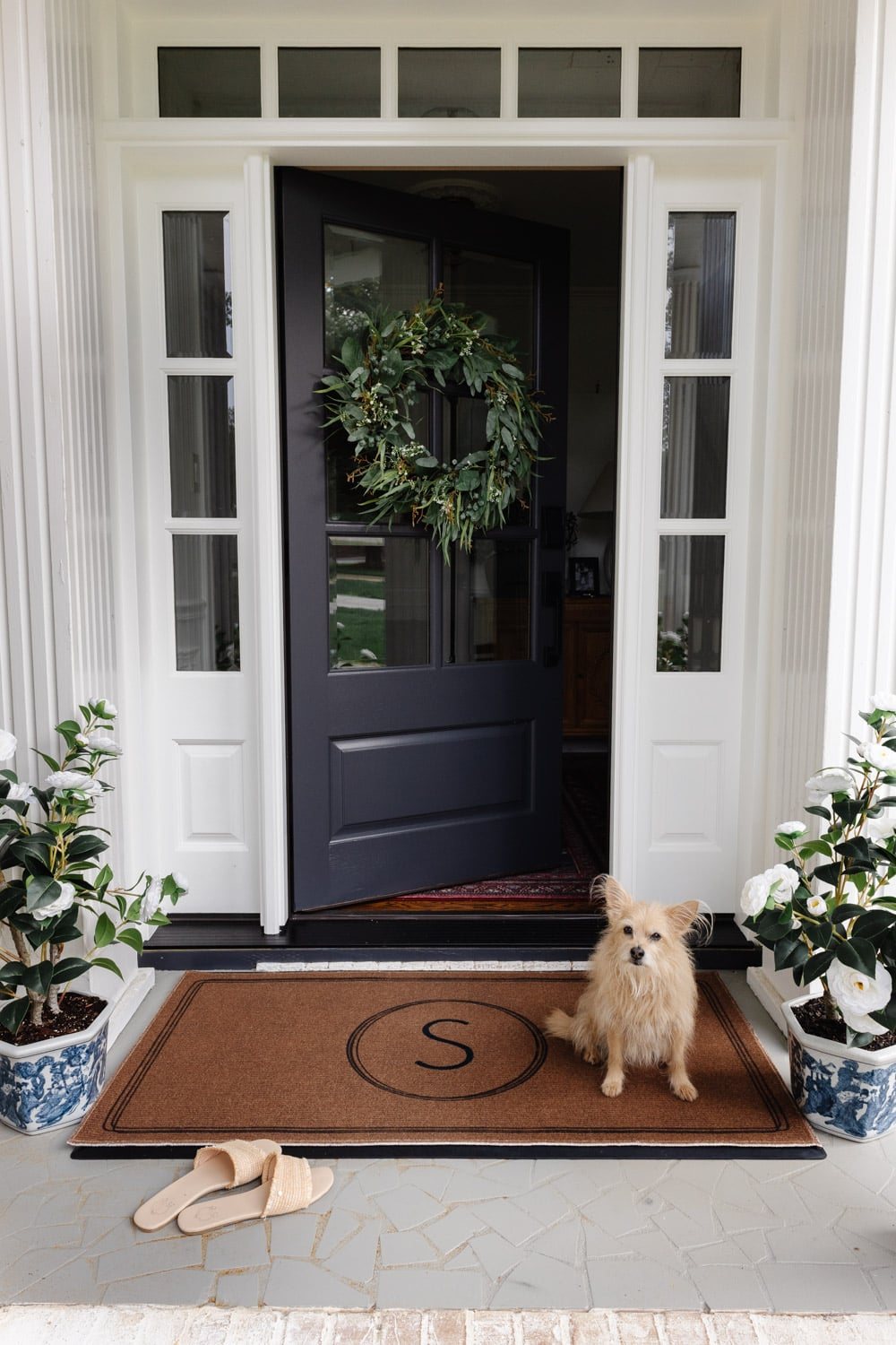 front door painted Behr Cracked Pepper