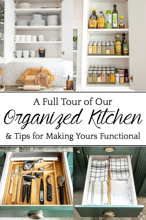 Our Full Kitchen Organization Tour | A full kitchen tour with before and after kitchen organization ideas and quick tips to make it extra functional and clutter-free.
