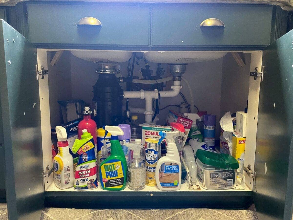 Kitchen Organization Makeover | Under Sink Cabinet Before