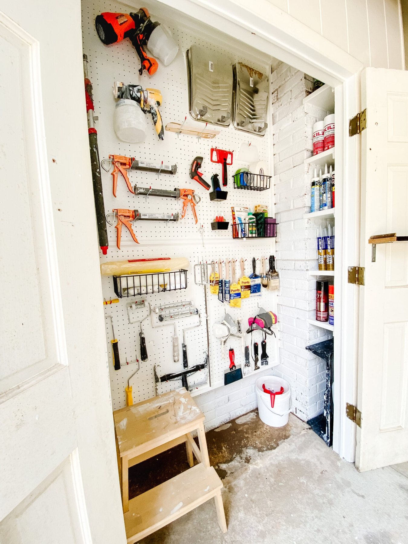 pegboard organizer paint supplies