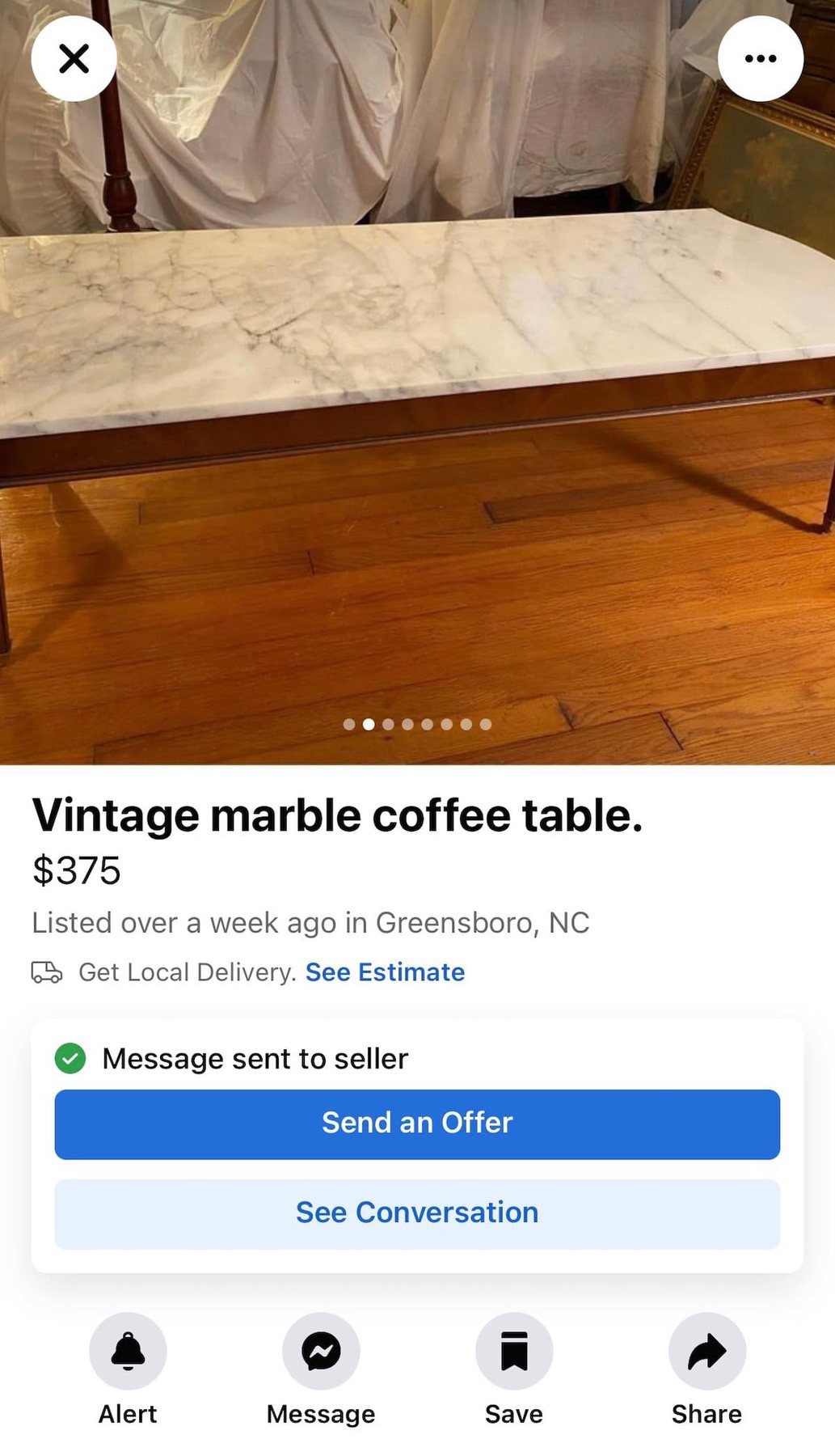 marble coffee table listing