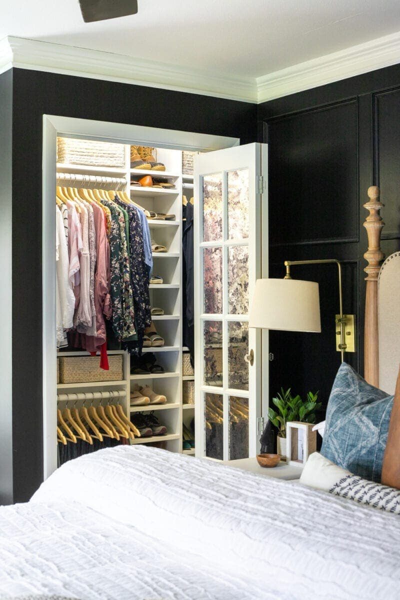 Small Master IKEA Closet Using Billy Bookcases