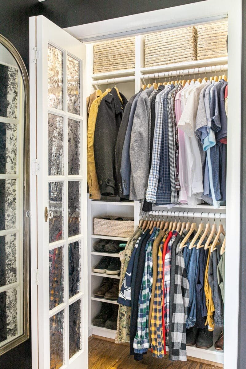 Small Master IKEA Closet Using Billy Bookcases