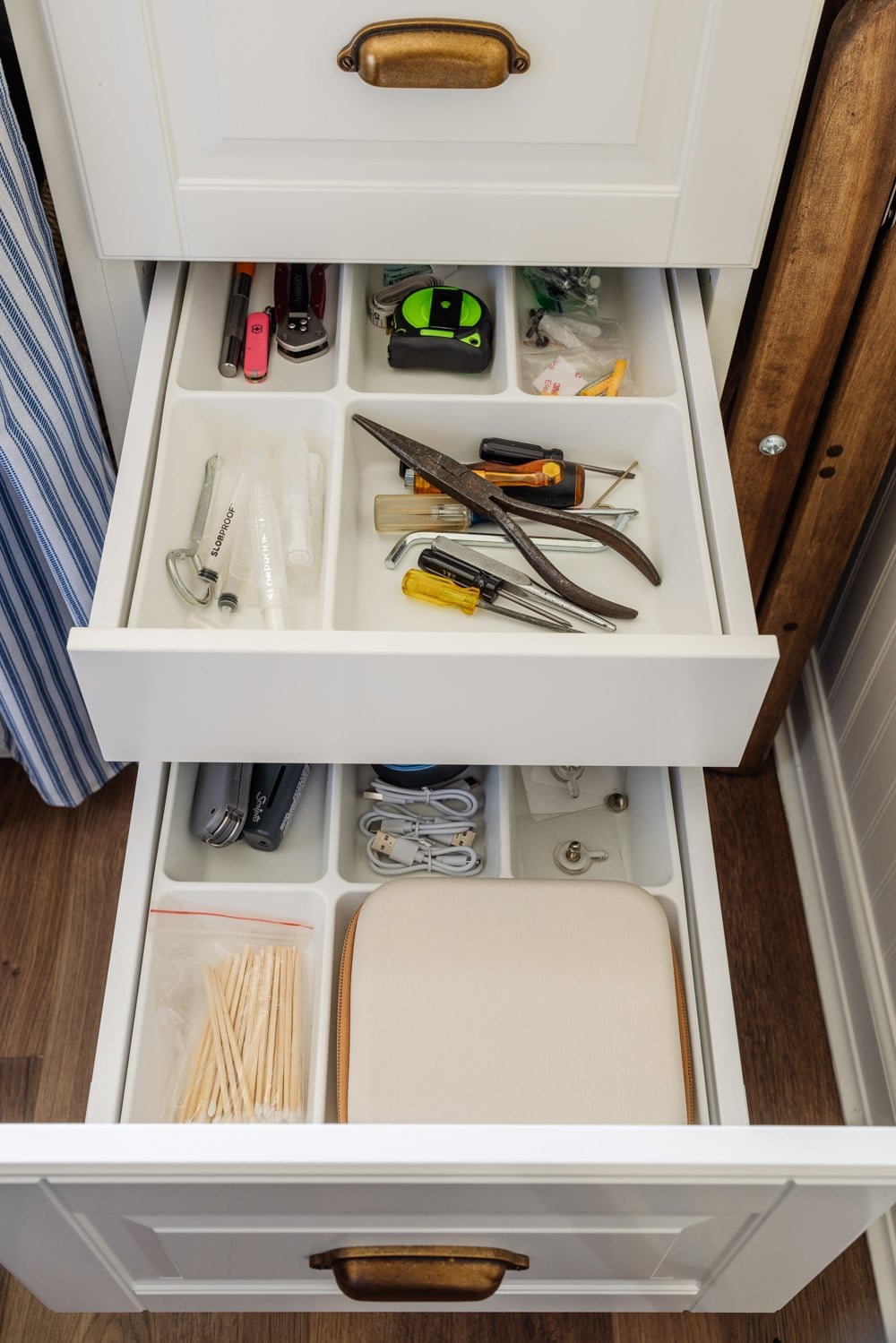 small laundry room organization - junk drawer