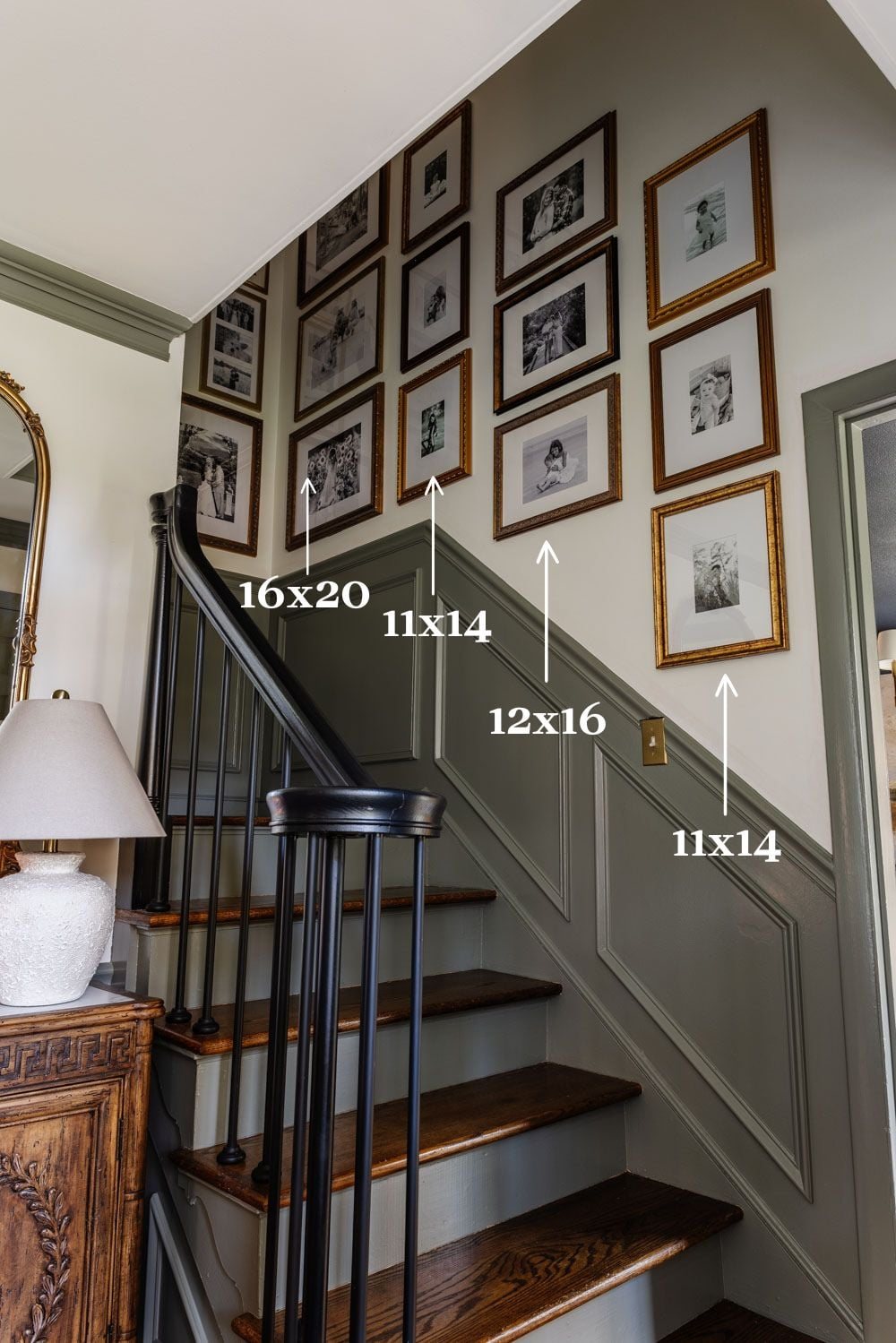 staircase gallery wall picture frame sizes