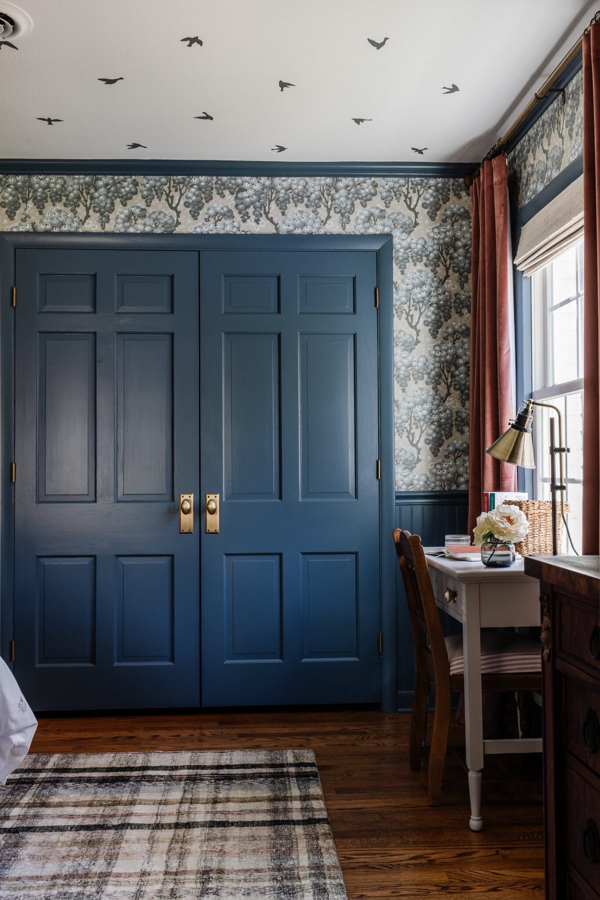 girl's bedroom painted Sherwin Williams Smoky Blue
