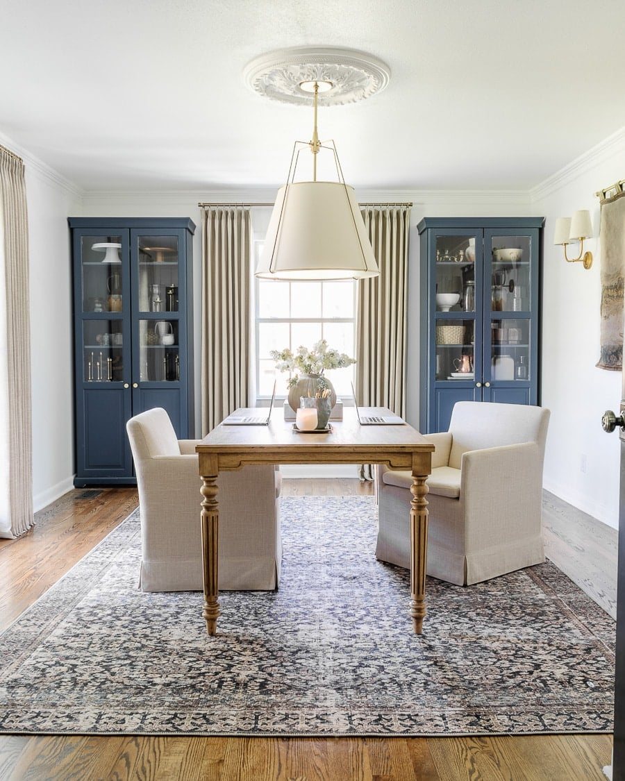 modern traditional home office painted benjamin moore chantilly lace