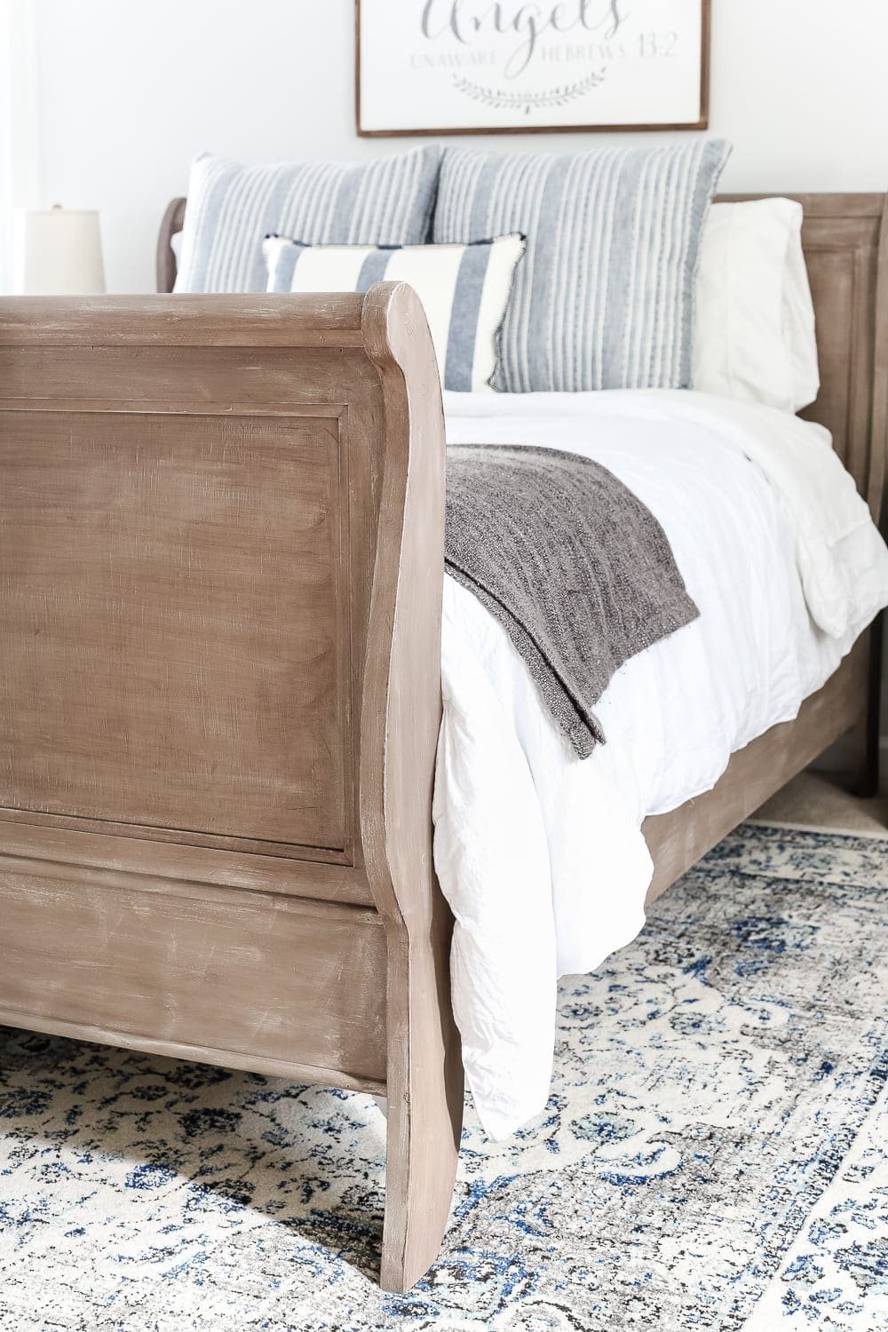 Painted Weathered Wood Bed Makeover | unigumushane.com - A thrifted bed gets a painted weathered wood Restoration Hardware look with no messy furniture stripping and in 3 quick steps.