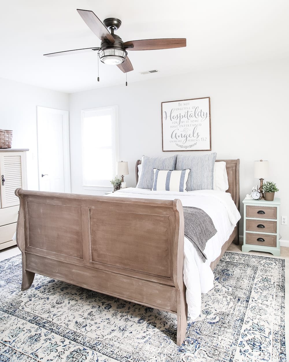 Painted Weathered Wood Bed Makeover | unigumushane.com - A thrifted bed gets a painted weathered wood Restoration Hardware look with no messy furniture stripping and in 3 quick steps.