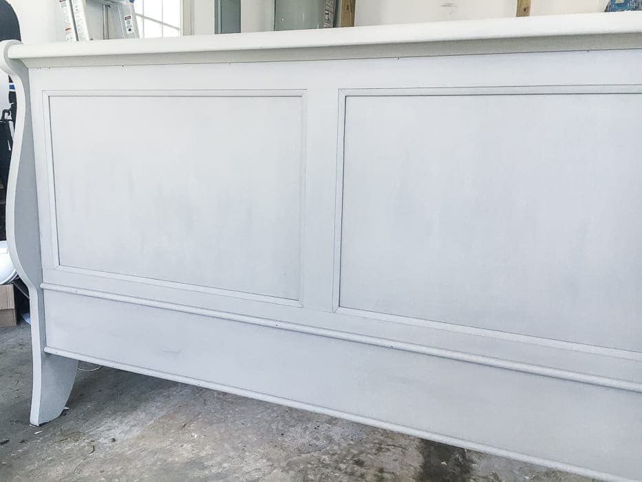 Painted Weathered Wood Bed Makeover | unigumushane.com - A thrifted bed gets a painted weathered wood Restoration Hardware look with no messy furniture stripping and in 3 quick steps.