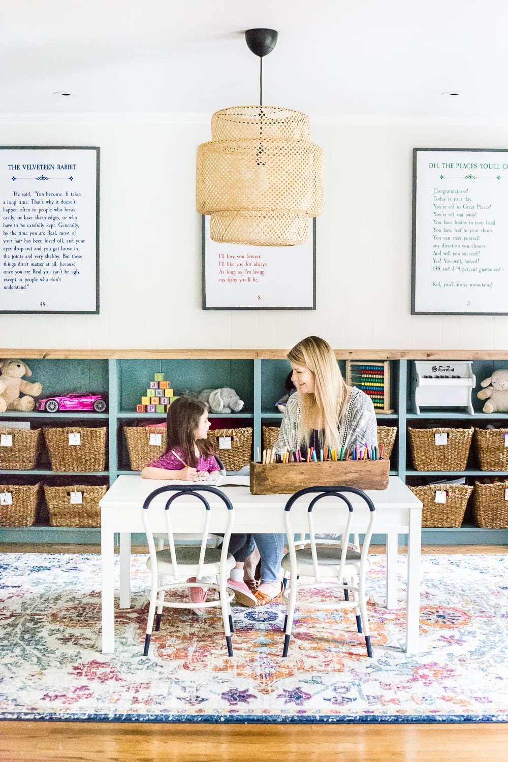 A dated, unorganized playroom gets a bright and whimsical makeover with organizational strategies, ideas for adding function, and DIY-able projects to create the perfect kid's space on a budget. #kidsroom #playroom #kidsdecor #toyorganizing