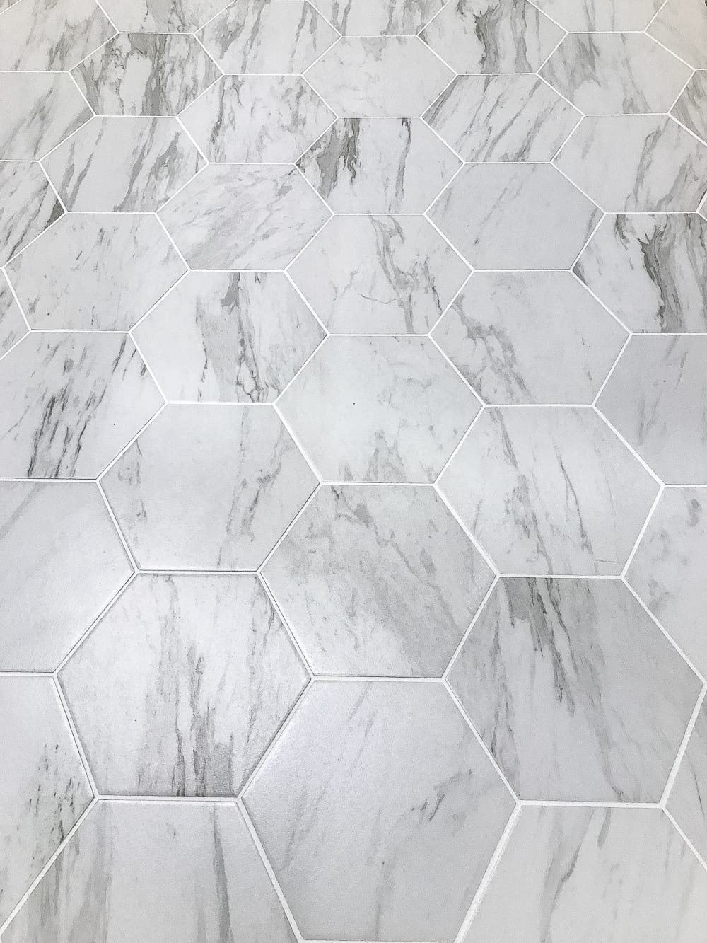 Powder Room Makeover: Faux Marble Tile Floor
