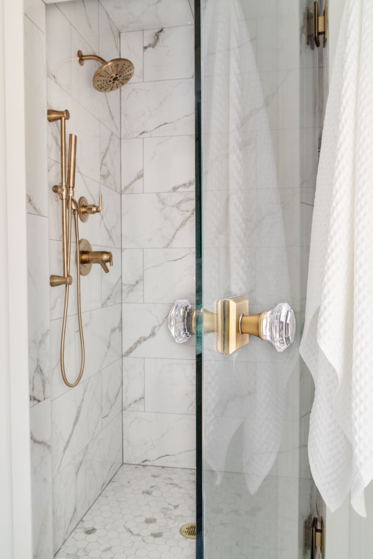 brass knob shower door