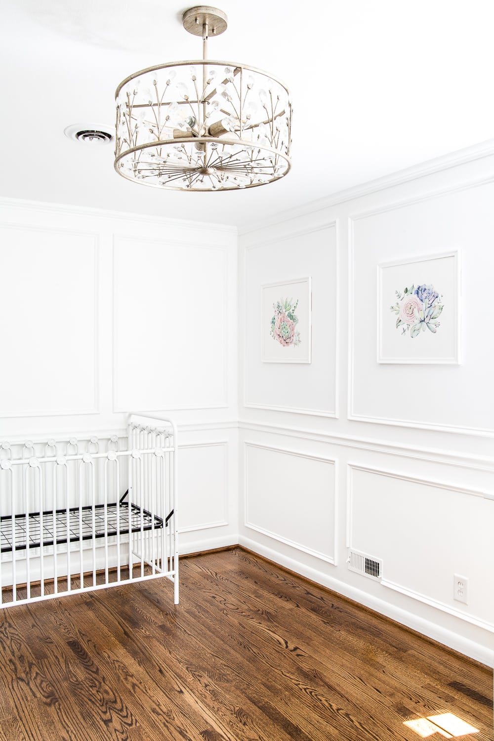 Newly refinished hardwood floors in a nursery
