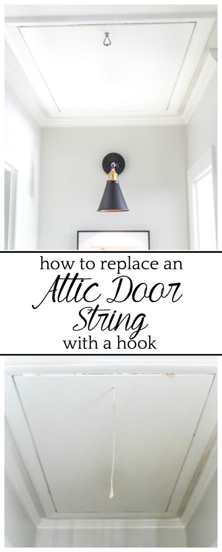 How to Replace an Attic Door String with a Hook | unigumushane.com - A quick tip for improving the look of a hanging cord on an attic door.