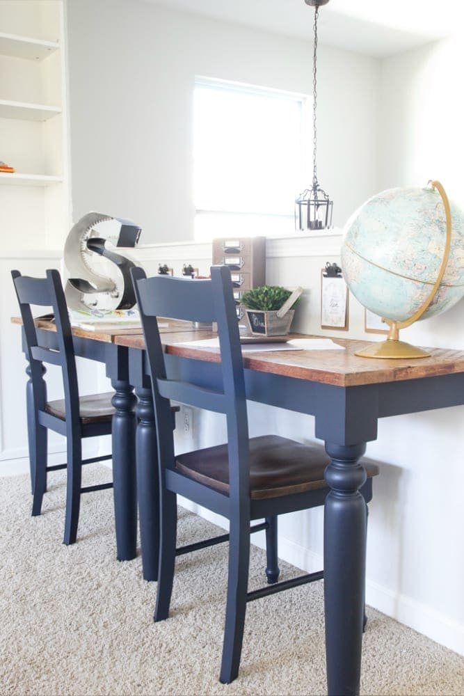 Repurposed Kitchen Table Desks Fusion Midnight Blue (7 of 13)