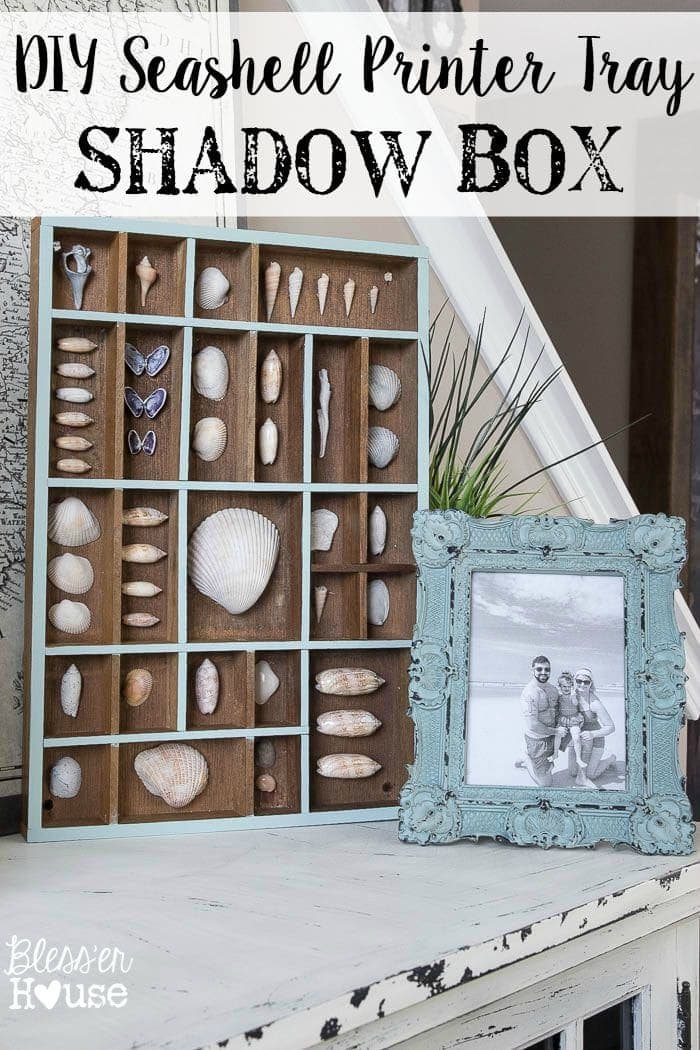 DIY Seashell Printer Tray Shadow Box + Coastal Vignette | Unigumushane
