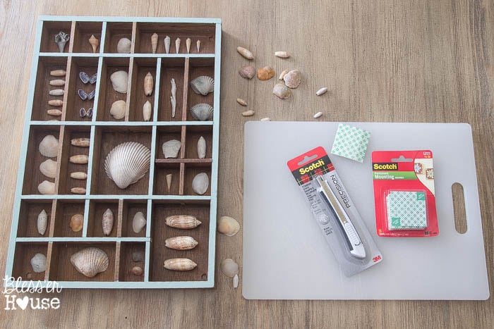 DIY Seashell Printer Tray Shadow Box + Coastal Vignette | Unigumushane