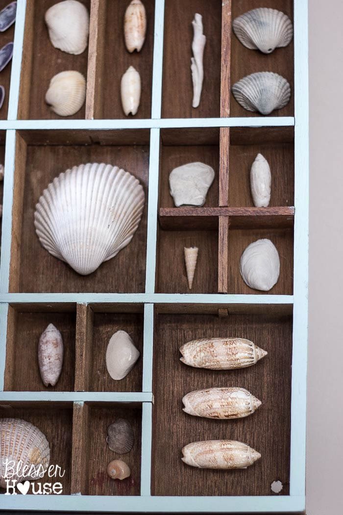 DIY Seashell Printer Tray Shadow Box + Coastal Vignette | Unigumushane