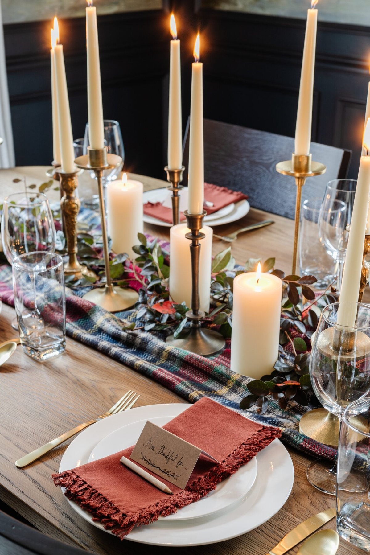 Thanksgiving place setting made using card stock place cards