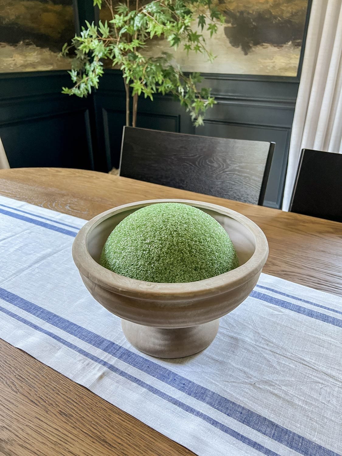 footed bowl with florist foam half sphere