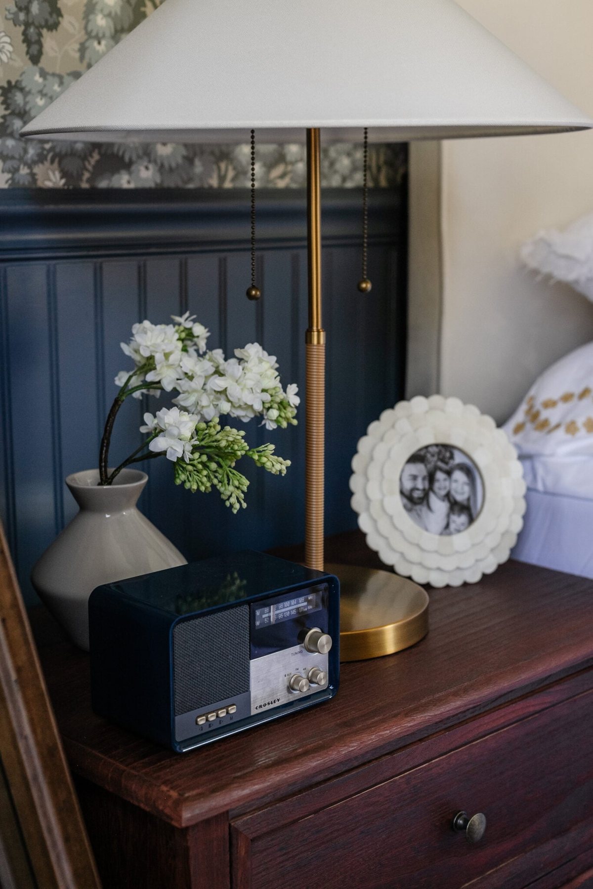 bluetooth wireless speaker radio on a preteen girls nightstand