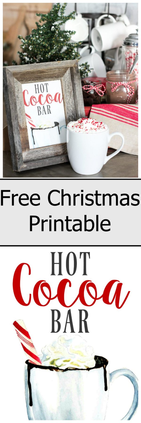 Soda Crate Hot Cocoa Bar & Free Printable Sign | unigumushane.com - Tips to set up a simple holiday hot cocoa bar using items already around your house plus a free downloadable hot cocoa bar sign printable plus 32 more Christmas printables.