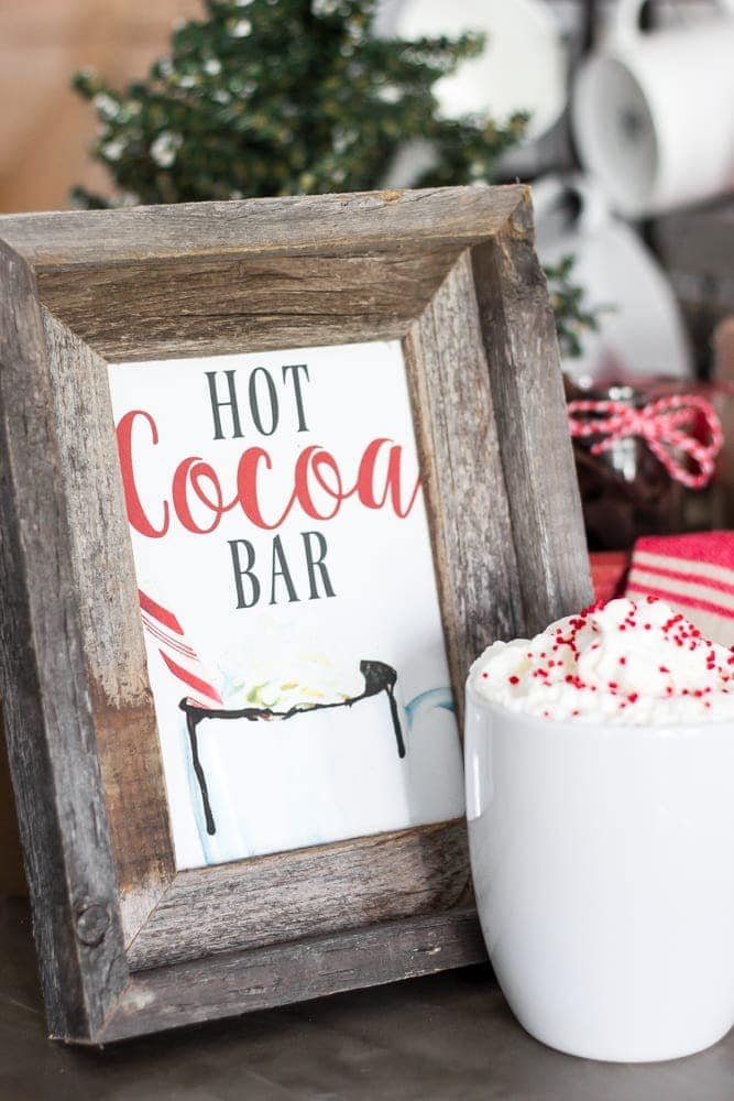 Soda Crate Hot Cocoa Bar & Free Printable Sign | unigumushane.com - Tips to set up a simple holiday hot cocoa bar using items already around your house plus a free downloadable hot cocoa bar sign printable.