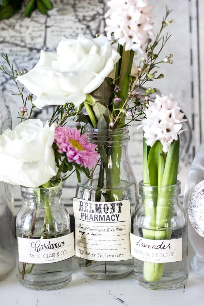 Spring Apothecary Jar Labels Printable | unigumushane.com - These are so cute! Stick them on any glass bottles and they're instant vintage farmhouse decor!