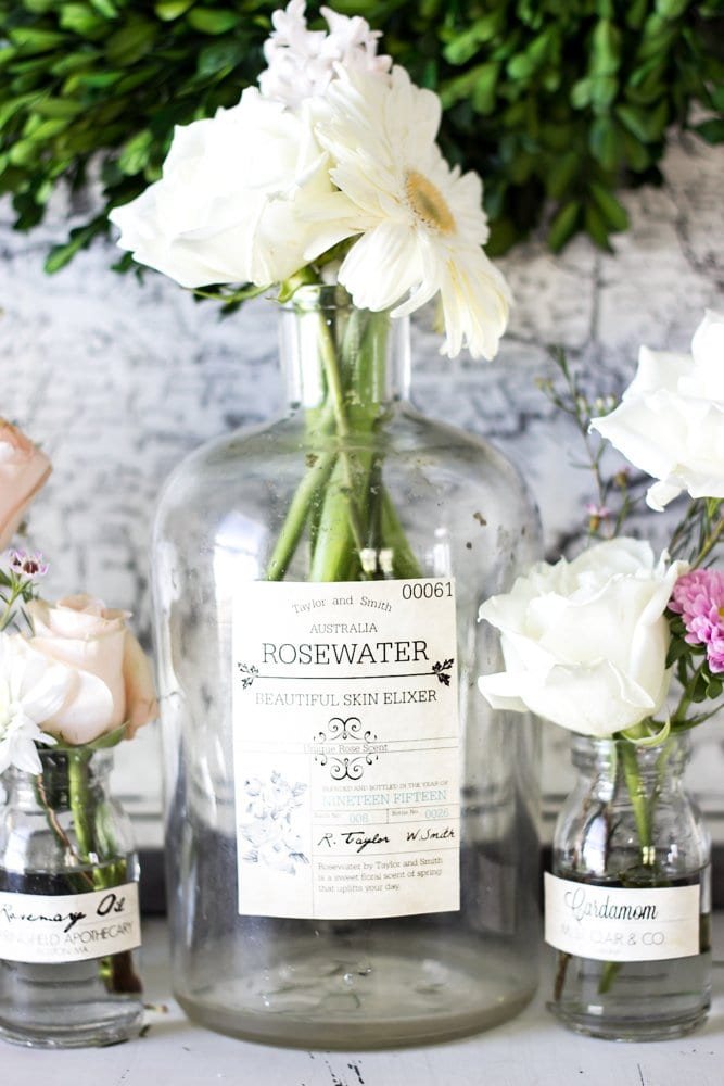 Spring Apothecary Jar Labels Printable | unigumushane.com - These are so cute! Stick them on any glass bottles and they're instant vintage farmhouse decor!