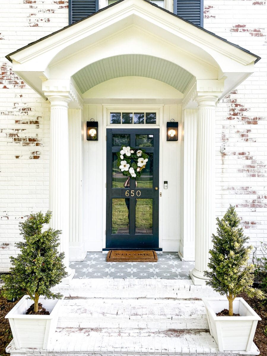 Stencil Painted Porch Floor Makeover