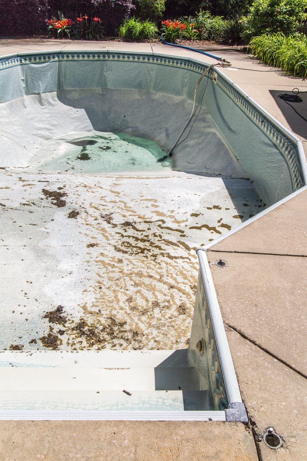 Swimming Pool Liner Makeover Reveal | before