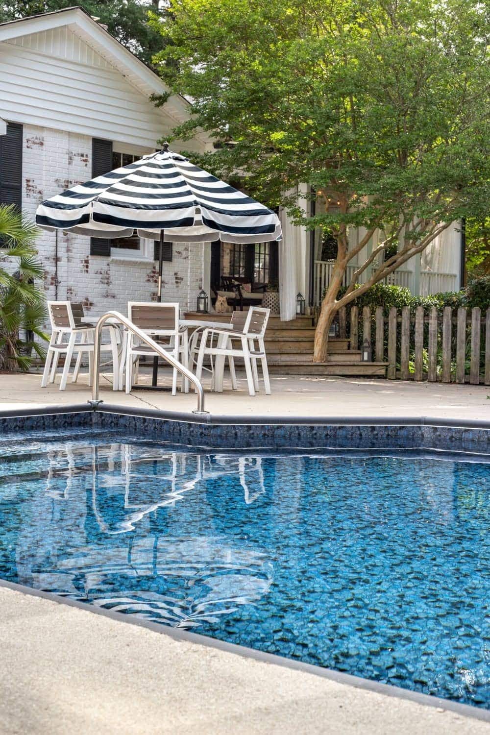 Swimming Pool Liner Makeover Reveal | Obsidian pool liner from GLI Pool Products TrueStone Collection