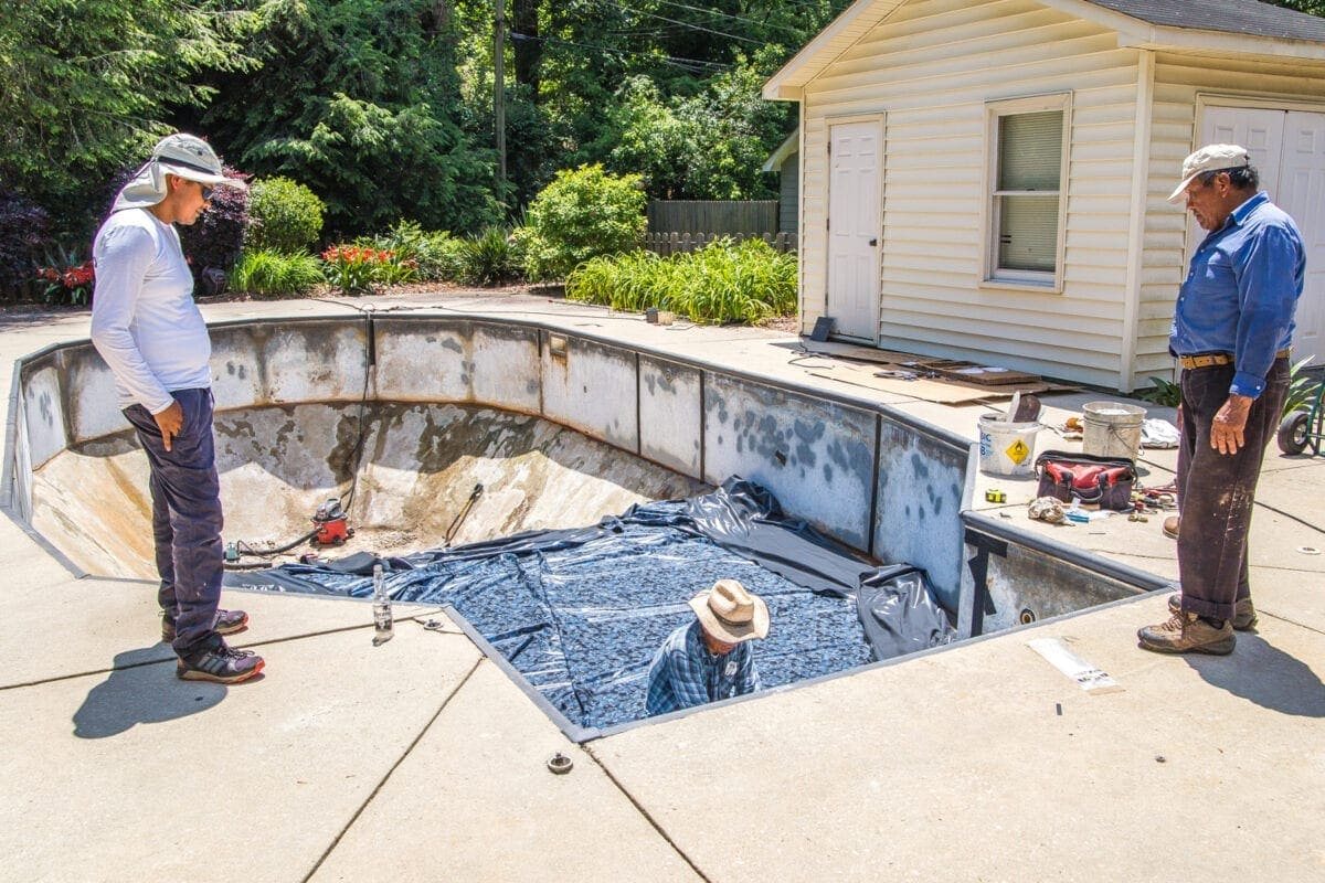 Swimming Pool Liner Makeover Reveal | vinyl pool liner installation