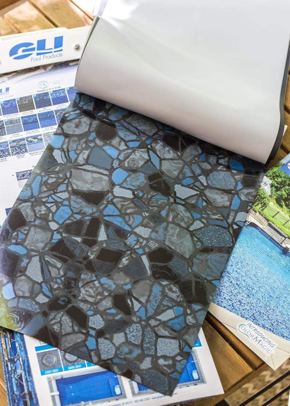 Backyard Before Tour and Pool Makeover Plans | unigumushane.com - GLI Pool Products Obsidian Vinyl Liner