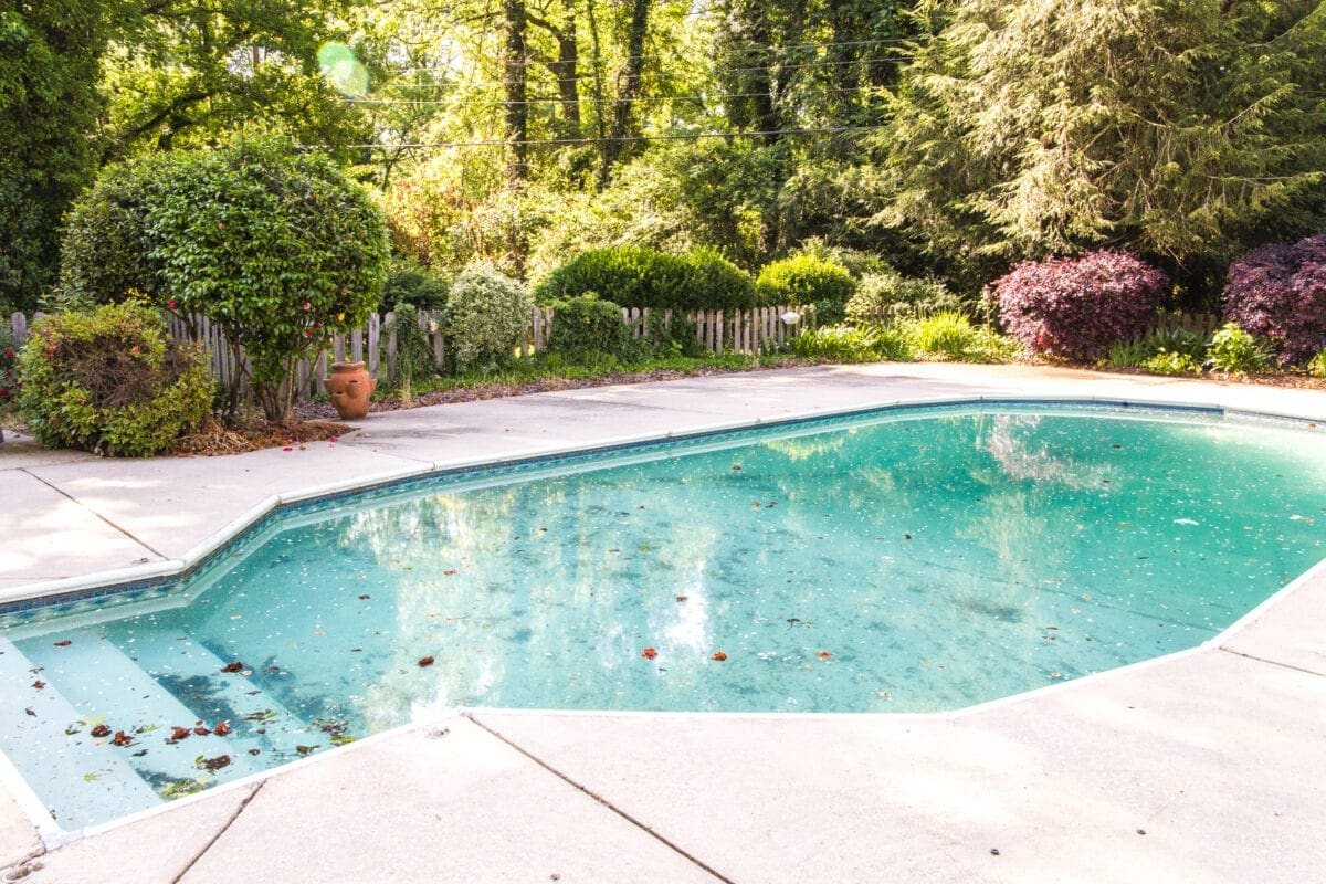 Backyard Before Tour and Pool Makeover Plans | unigumushane.com - Ideas to improve an overgrown backyard and outdated pool