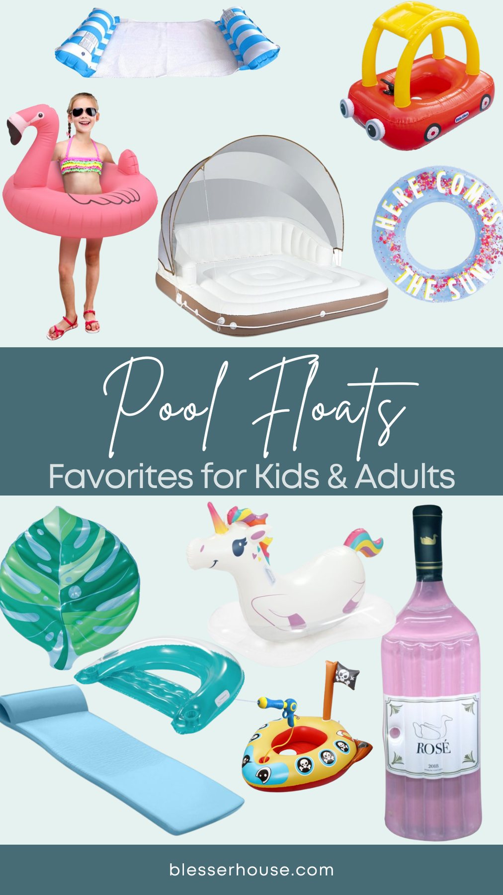 collage of the best pool floats for adults and kids