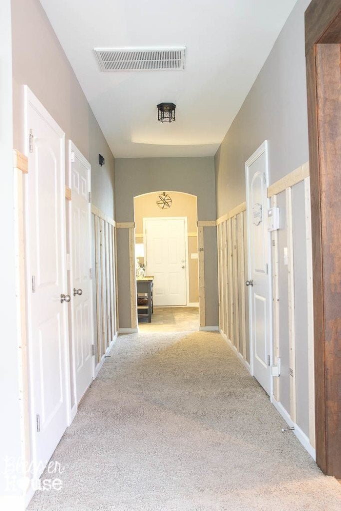 plain board and batten in a hallway without a shelf