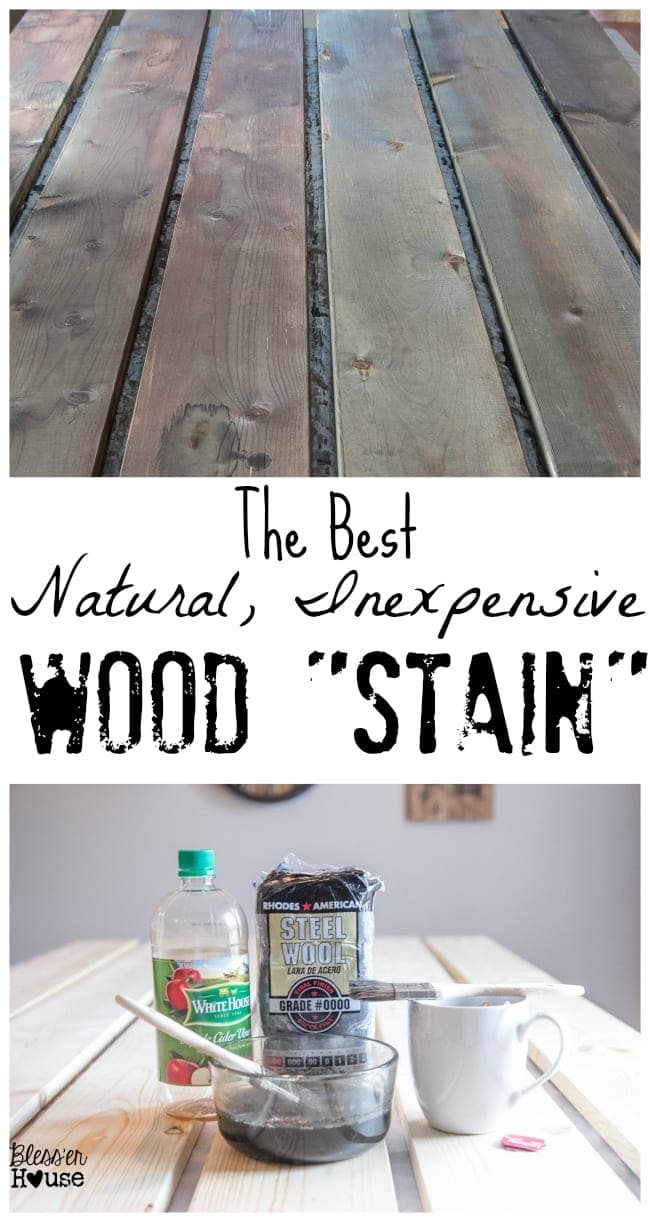 If you're looking for an all natural wood stain method, this is the perfect DIY project for you! Just three ingredients are needed to make this inexpensive and all-natural wood stain.