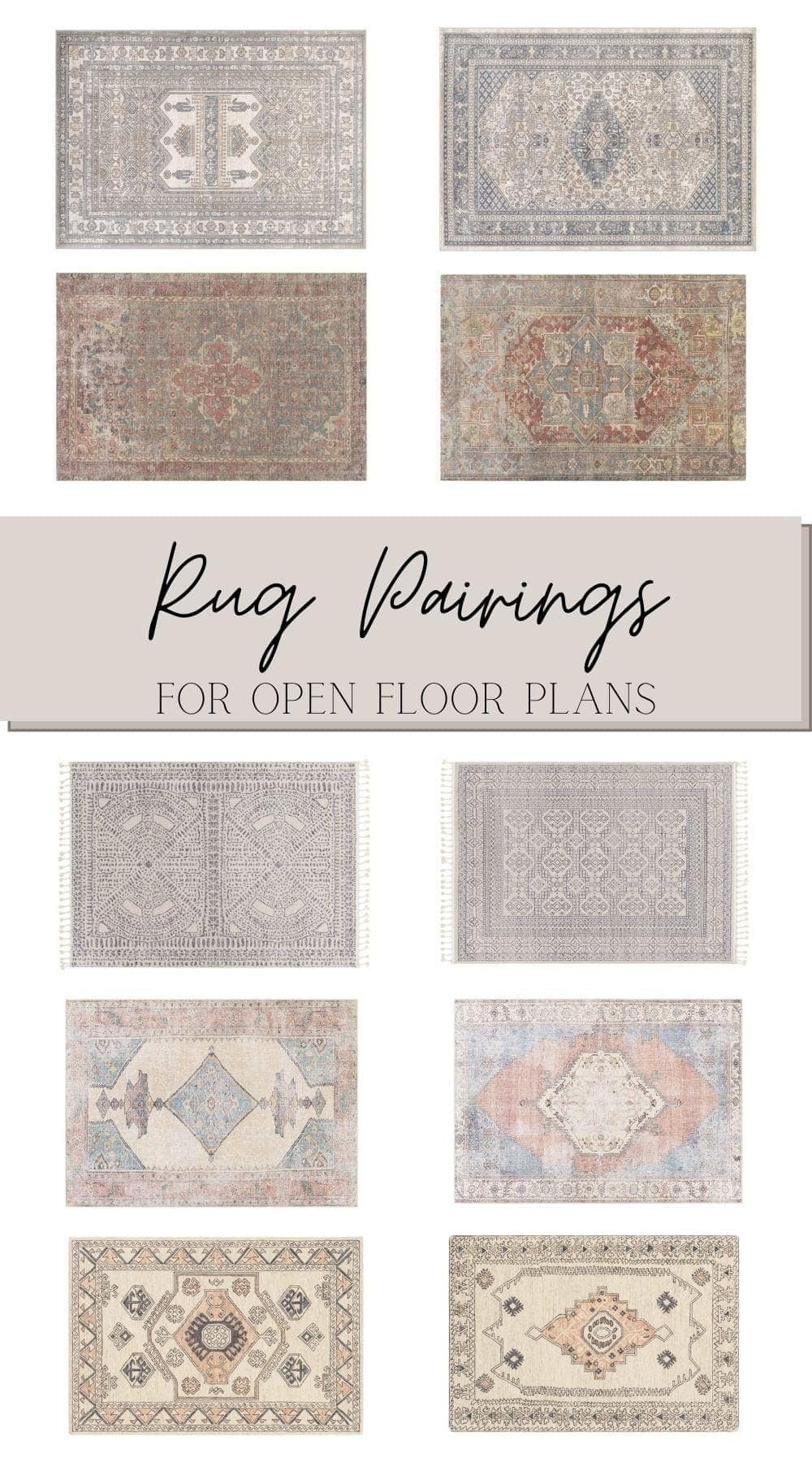 rug pairings for open floor plans