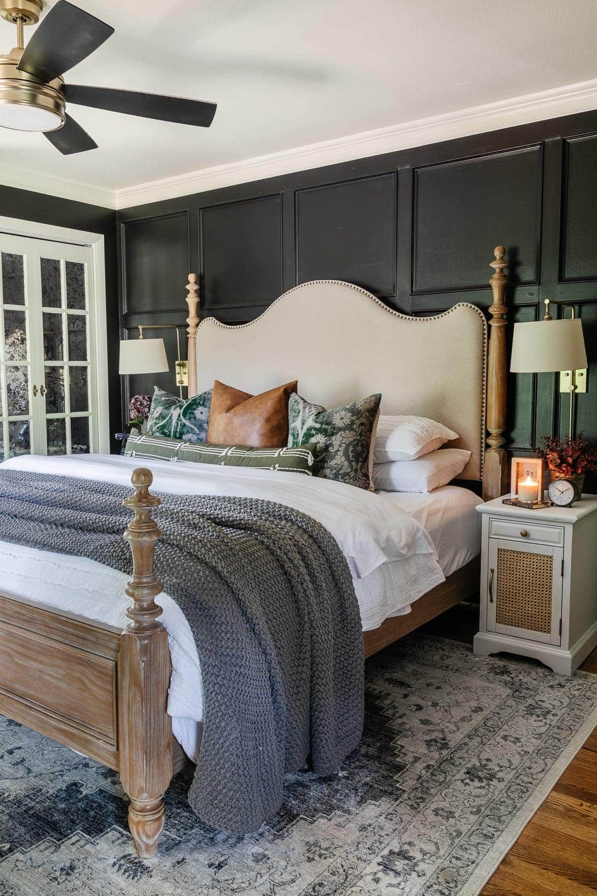 black master bedroom