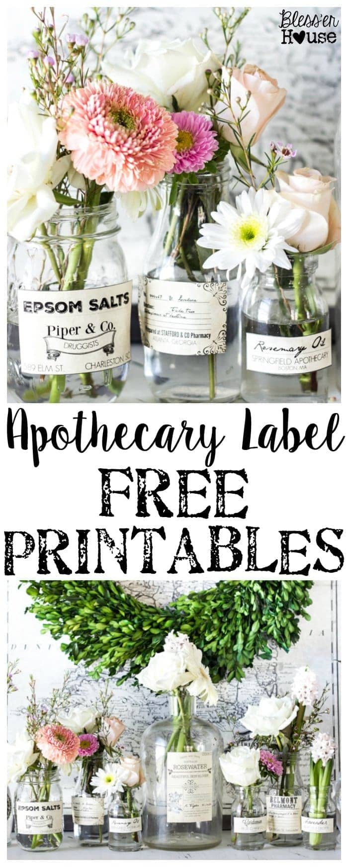 Spring Apothecary Jar Labels Printable | unigumushane.com - These are so cute! Stick them on any glass bottles and they're instant vintage farmhouse decor!
